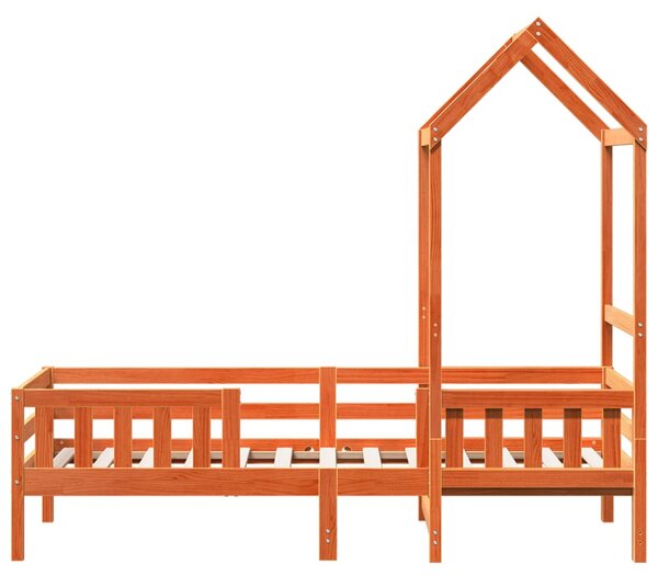 Okvir kreveta s krovom voštano smeđi 75x190 cm masivna borovina - Smeđa / 75 x 190 cm