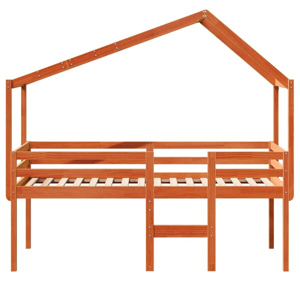 Visoki krevet s krovom voštano smeđi 75x190 cm masivna borovina - Smeđa / 75 x 190 cm