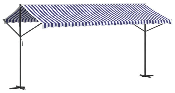 Samostojeća tenda plavo-bijela 500 x 300 cm od tkanine i čelika - Plava / 5 x 3 m