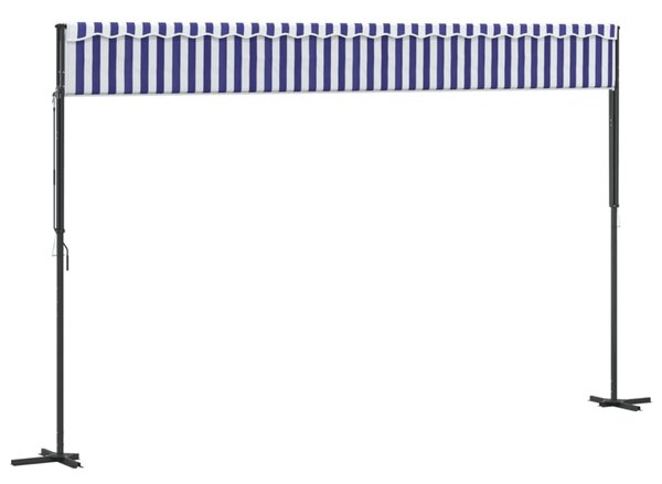 Samostojeća tenda plavo-bijela 500 x 300 cm od tkanine i čelika - Plava / 5 x 3 m