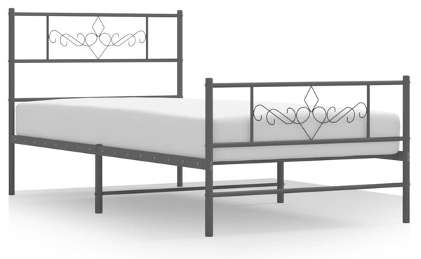 Metalni okvir kreveta uzglavlje i podnožje crni 75x190 cm - Crna / 75 x 190 cm