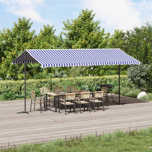 Samostojeća tenda plavo-bijela 500 x 300 cm od tkanine i čelika - Plava / 5 x 3 m