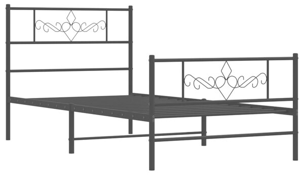 Metalni okvir kreveta uzglavlje i podnožje crni 75x190 cm - Crna / 75 x 190 cm