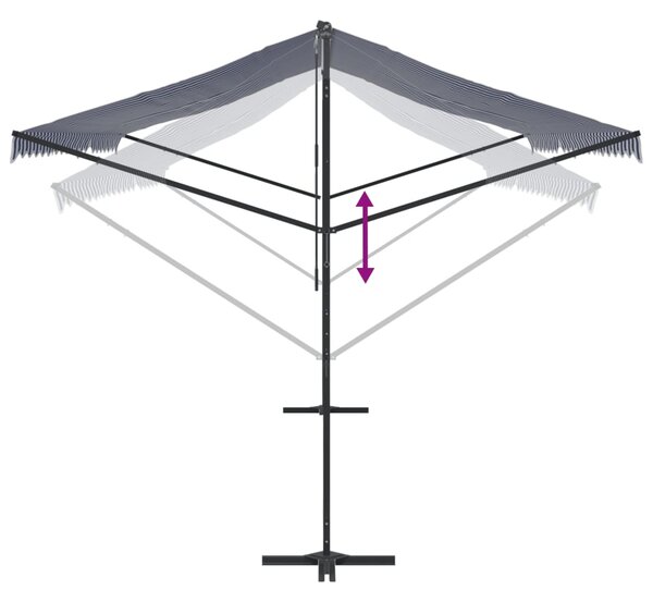 Samostojeća tenda plavo-bijela 500 x 300 cm od tkanine i čelika - Plava / 5 x 3 m