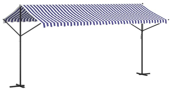 Samostojeća tenda plavo-bijela 500 x 300 cm od tkanine i čelika - Plava / 5 x 3 m