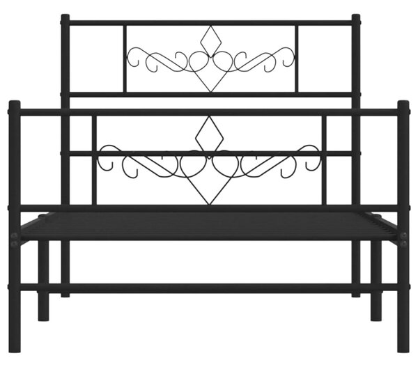 Metalni okvir kreveta uzglavlje i podnožje crni 75x190 cm - Crna / 75 x 190 cm