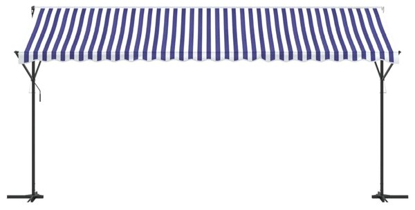 Samostojeća tenda plavo-bijela 500 x 300 cm od tkanine i čelika - Plava / 5 x 3 m
