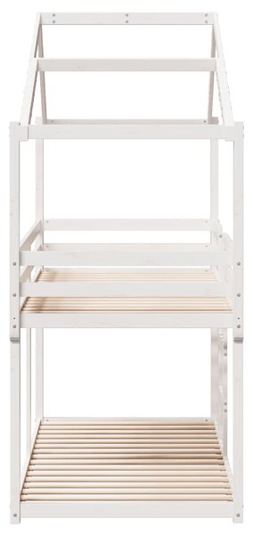 Krevet na kat s krovom bijeli 80 x 200 cm od masivne borovine - Bijela / 80 x 200 cm