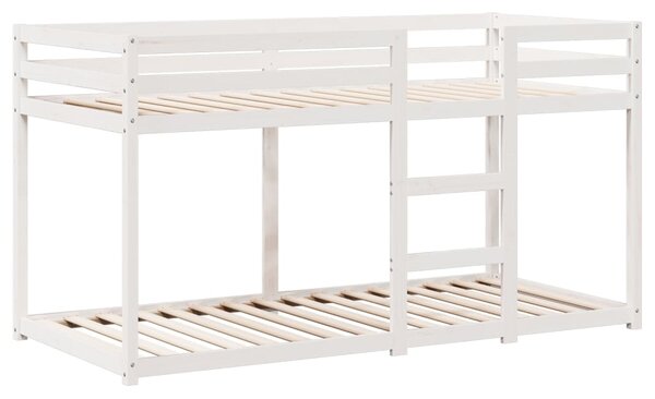 Krevet na kat s krovom bijeli 80 x 200 cm od masivne borovine - Bijela / 80 x 200 cm
