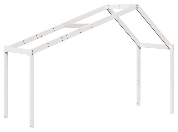 Krevet na kat s krovom bijeli 80 x 200 cm od masivne borovine - Bijela / 80 x 200 cm
