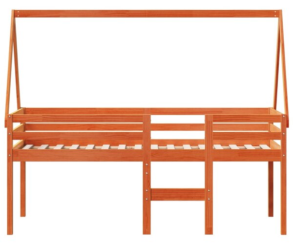 Visoki krevet s krovom voštano smeđi 90x200 cm masivna borovina - Smeđa / 90 x 200 cm