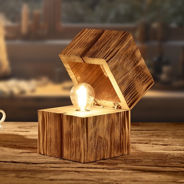 Trio Lighting Stolna lampa Treasure, natural, drvo, na šarke, Drvo, Dnevni boravak/blagovaonica, Drvo