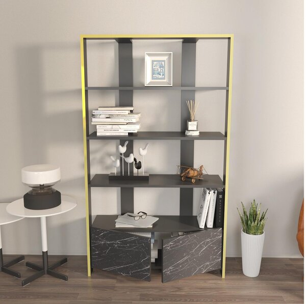 Zondo.hr Regal Eleanoretta (crni mramor + crna + zlatna). Akcija -30%. 1106763
