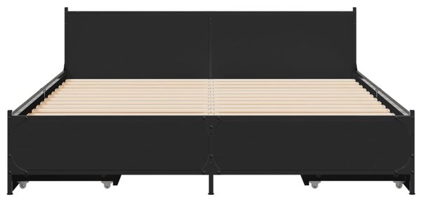 Okvir kreveta s ladicama crni 135 x 190 cm konstruirano drvo - Crna / 135 x 190 cm