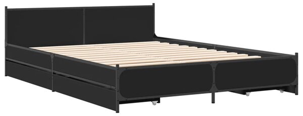 Okvir kreveta s ladicama crni 135 x 190 cm konstruirano drvo - Crna / 135 x 190 cm