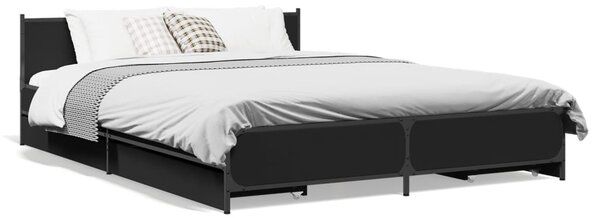 Okvir kreveta s ladicama crni 135 x 190 cm konstruirano drvo - Crna / 135 x 190 cm