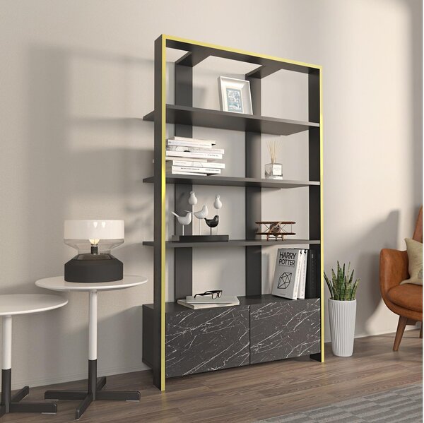 Zondo.hr Regal Eleanoretta (crni mramor + crna + zlatna). Akcija -30%. 1106763