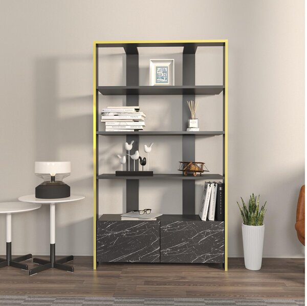 Zondo.hr Regal Eleanoretta (crni mramor + crna + zlatna). Akcija -30%. 1106763