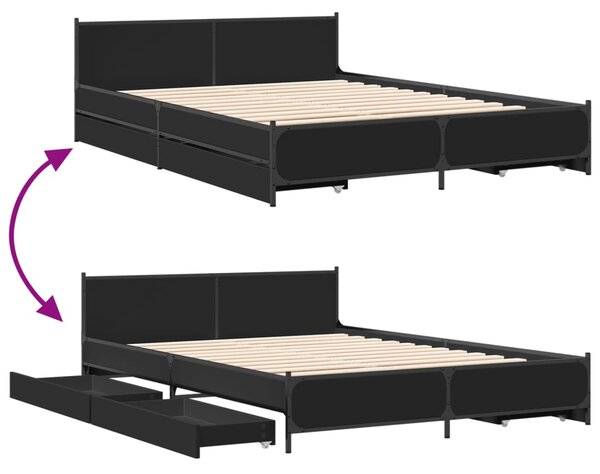 Okvir kreveta s ladicama crni 135 x 190 cm konstruirano drvo - Crna / 135 x 190 cm