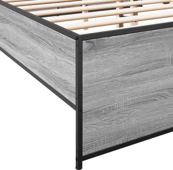Okvir kreveta boja hrasta 180x200 cm konstruiranog drvo i metal - Siva / 180 x 200 cm
