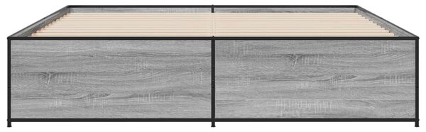 Okvir kreveta boja hrasta 180x200 cm konstruiranog drvo i metal - Siva / 180 x 200 cm