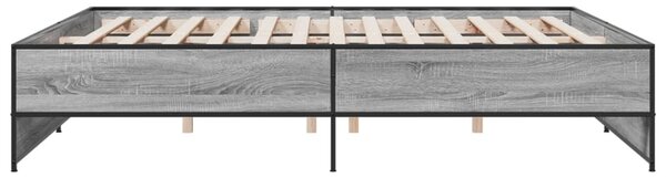 Okvir kreveta boja hrasta 180x200 cm konstruiranog drvo i metal - Siva / 180 x 200 cm