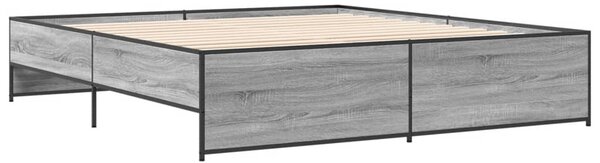 Okvir kreveta boja hrasta 180x200 cm konstruiranog drvo i metal - Siva / 180 x 200 cm