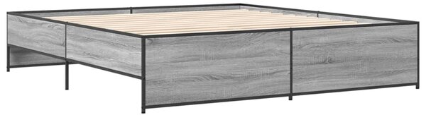 Okvir kreveta boja hrasta 180x200 cm konstruiranog drvo i metal - Siva / 180 x 200 cm