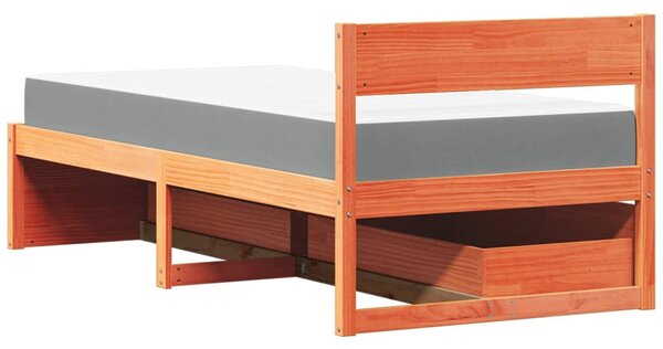 Krevet s ladicama i madracem voštano smeđi 90x190 cm borovina - Smeđa / 90 x 190 cm