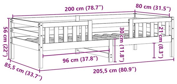 Okvir kreveta bez madraca Vosak smeđi 80x200 cm od borovine - Smeđa / 80 x 200 cm