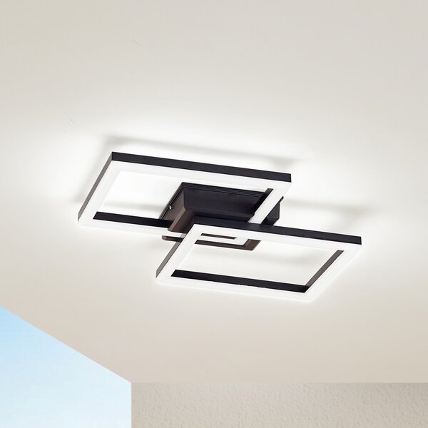 Lindby LED vanjska stropna svjetiljka Finian, 48 cm x cm, CCT prigušivač, prigušiva, Crno, Plastika