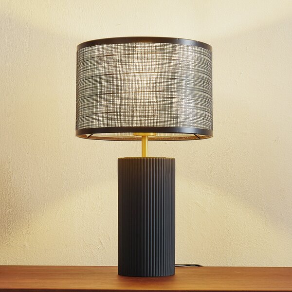 Lindby stolna lampa Sorscha, crna, željezo, Ø 26 cm, Crno, Dnevni boravak/blagovaonica, Metal