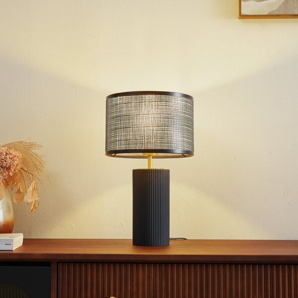 Lindby stolna lampa Sorscha, crna, željezo, Ø 26 cm, Crno, Dnevni boravak/blagovaonica, Metal