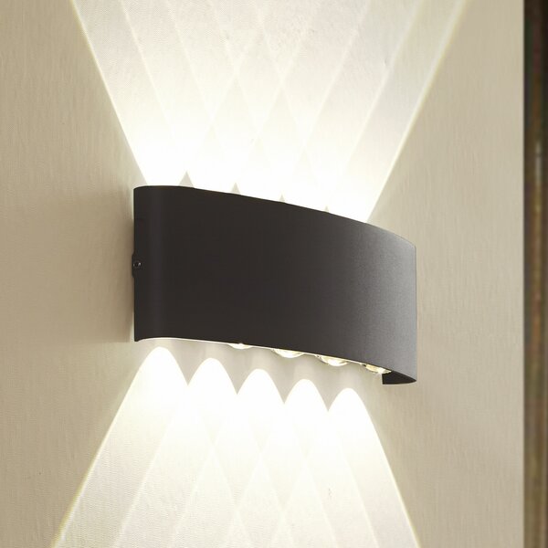 Lindby Ithan vanjska zidna LED svjetiljka, 5 žarulja, antracit, 27 cm, Crno, Aluminij