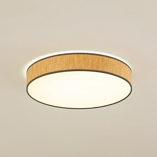 Lindby LED stropna svjetiljka Jutis, bež, alge, Ø 50 cm, Drvo, Dnevni boravak/blagovaonica, Drvo