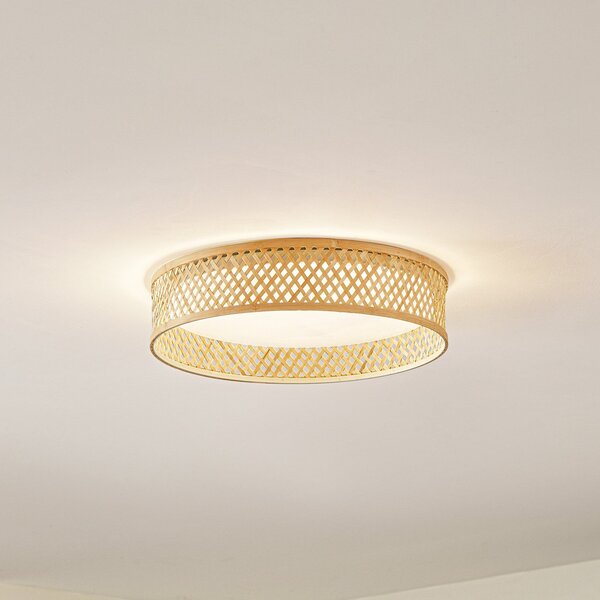 Lindby LED stropna svjetiljka Eilif, bambus, Ø 40 cm, Drvo, Dnevni boravak/blagovaonica, Bambus