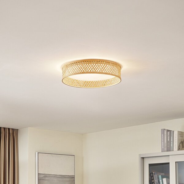 Lindby LED stropna svjetiljka Eilif, bambus, Ø 40 cm, Drvo, Dnevni boravak/blagovaonica, Bambus