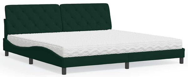 Krevet s madracem tamnozeleni 200x200 cm baršunasti - Zelena / 200 x 200 cm