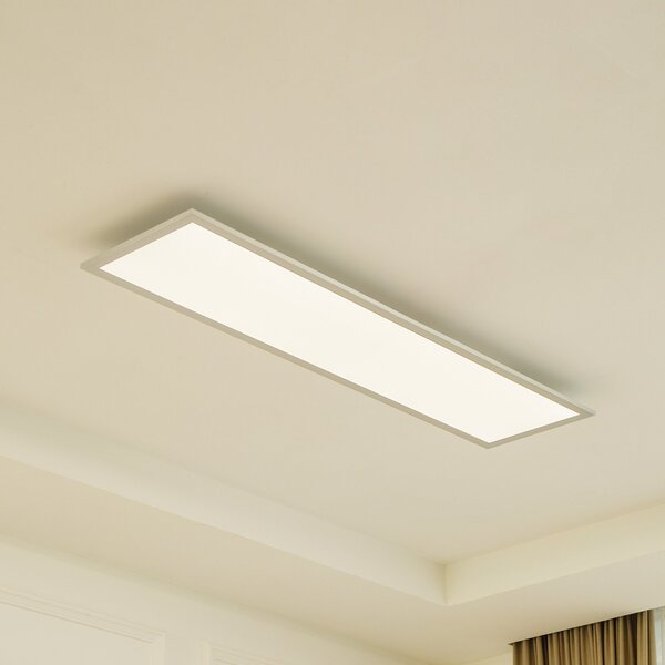 Arcchio LED panel Lyndra, 120 cm, srebrna, aluminij, prigušiva, CCT, prigušiva, Sivo, Dnevni boravak/blagovaonica, Aluminij