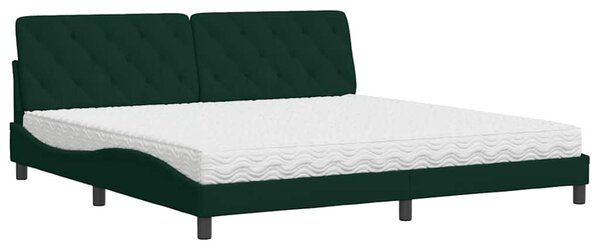 Krevet s madracem tamnozeleni 200x200 cm baršunasti - Zelena / 200 x 200 cm