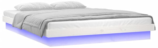 LED okvir kreveta bijeli 120x190 cm mali bračni masivno drvo - Bijela / 120 x 190 cm
