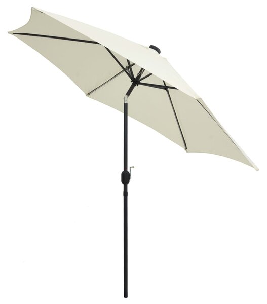 Vrtni suncobran LED s aluminijskim stupom 300 cm pijesak bijeli - Bijela / N/A