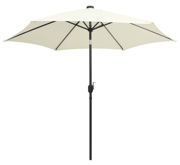 Vrtni suncobran LED s aluminijskim stupom 300 cm pijesak bijeli - Bijela / N/A
