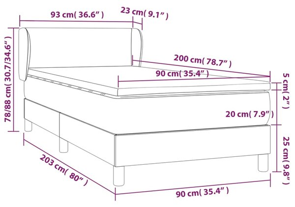 Krevet s oprugama i madracem crni 90 x 200 cm od umjetne kože - Crna / 90 x 200 cm