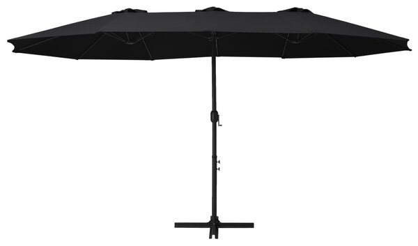 Vanjski suncobran s aluminijskim stupom 460 x 270 cm crni - Crna / N/A