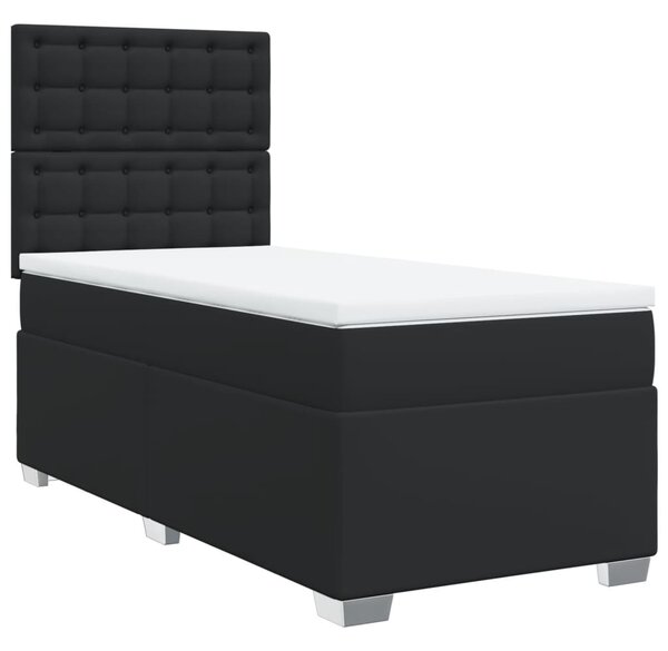 Krevet s oprugama i madracem crni 90 x 200 cm od umjetne kože - Crna / 90 x 200 cm