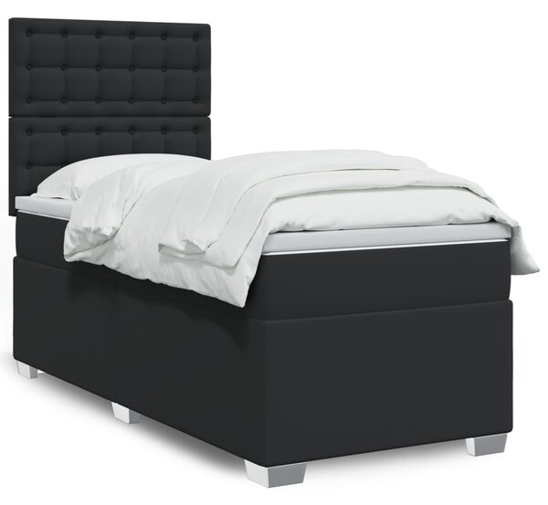 Krevet s oprugama i madracem crni 90 x 200 cm od umjetne kože - Crna / 90 x 200 cm