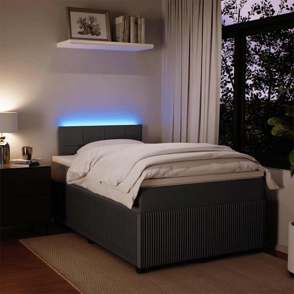 Box spring krevet s madracem tamnosivi 120 x 200 cm baršunasti - Siva / 120 x 200 cm