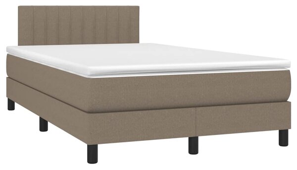 Krevet box spring s madracem LED smeđesivi 120 x 200 cm tkanina - Tupe / 120 x 200 cm