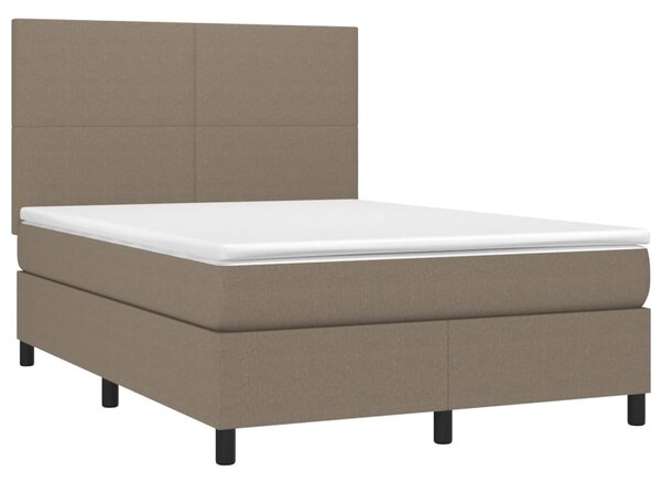 Krevet s oprugama i madracem smeđesivi 140 x 190 cm od tkanine - Tupe / 140 x 190 cm